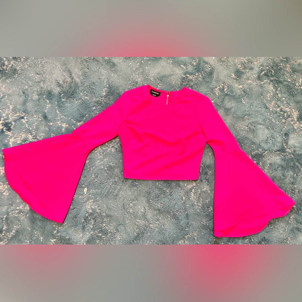 Bebe flair sleeve top hot pink super cute 0